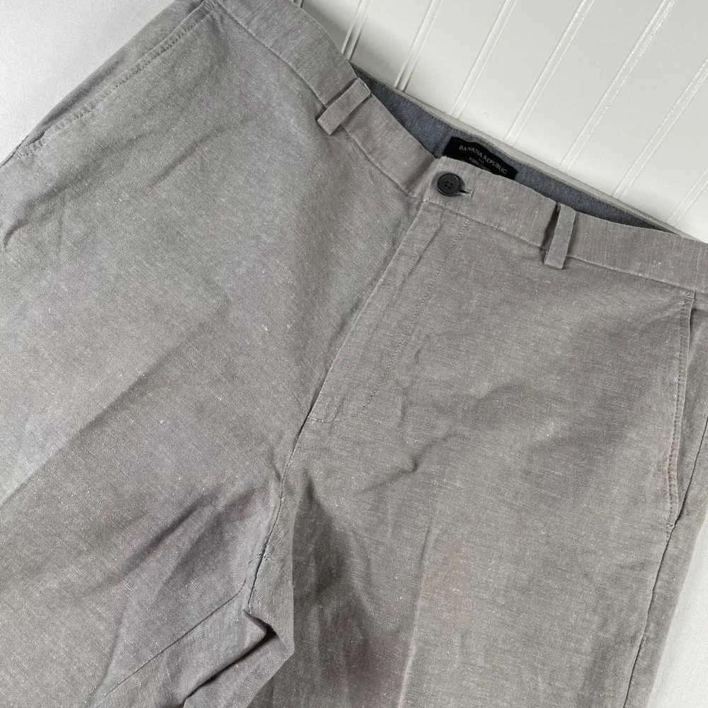Banana‎ Republic Aiden Chino Pants Mens 36x34 Gray Linen Blend Slim Fit Casual